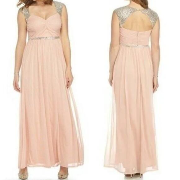 NWT ADRIANNA PAPELL DRESS GOWN 16W PINK MOTHER OF THE BRIDE BRIDESMAID FORMAL - Picture 2 of 16